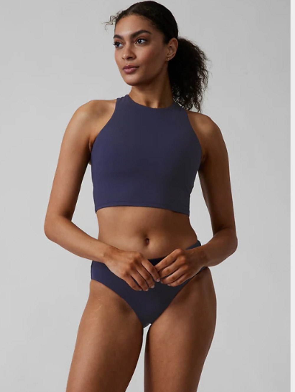 Athleta S D DD cup navy dress blue Conscious crop top swim bathing suit tankini